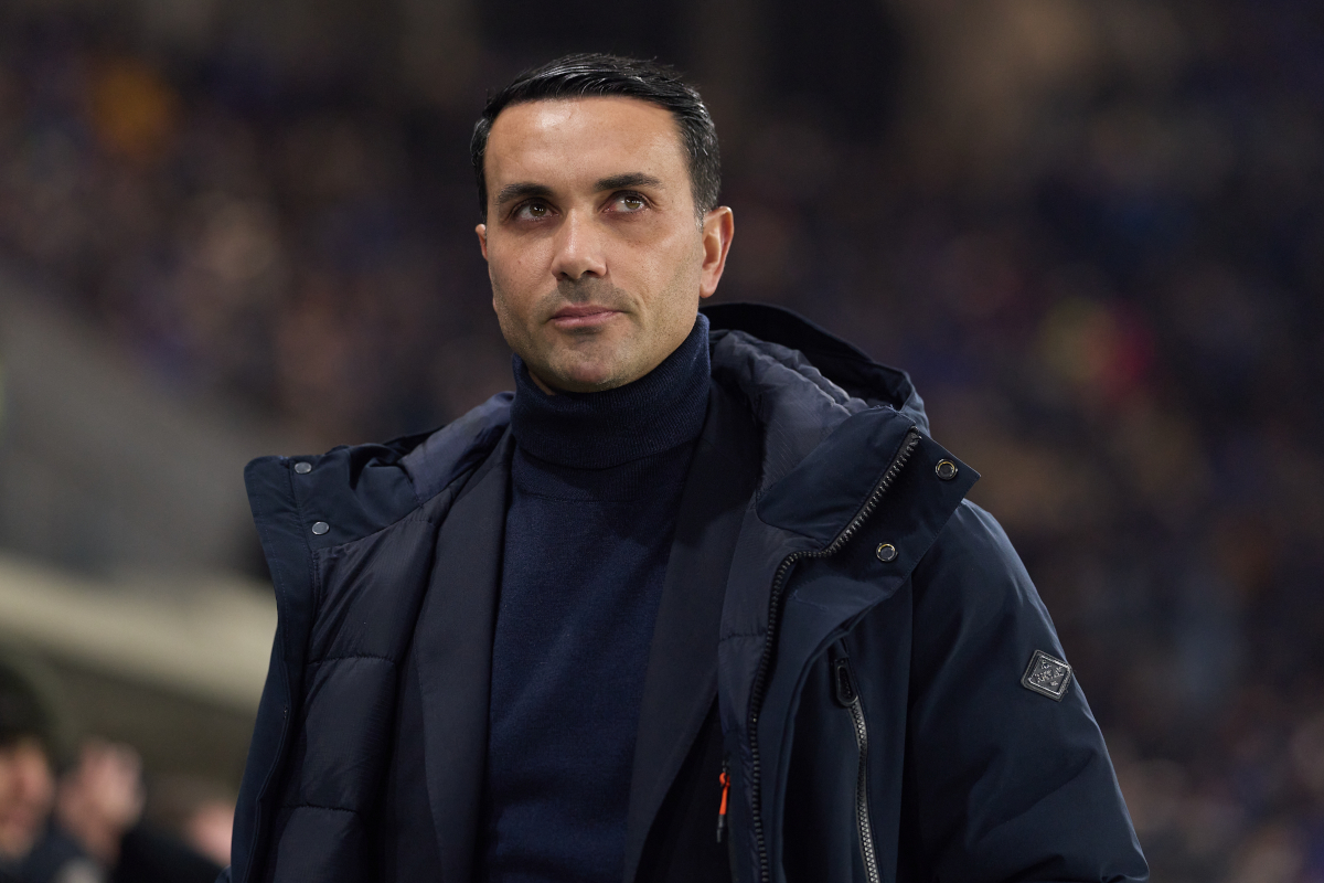 BERGAMO, ITALY - JANUARY 03: Raffaele Palladino, Head Coach of Atalanta looks on during the Serie A match between Atalanta BC and AS Roma at New Balance Arena on January 03, 2026 in Bergamo, Italy. (Photo by Emmanuele Ciancaglini/Getty Images)