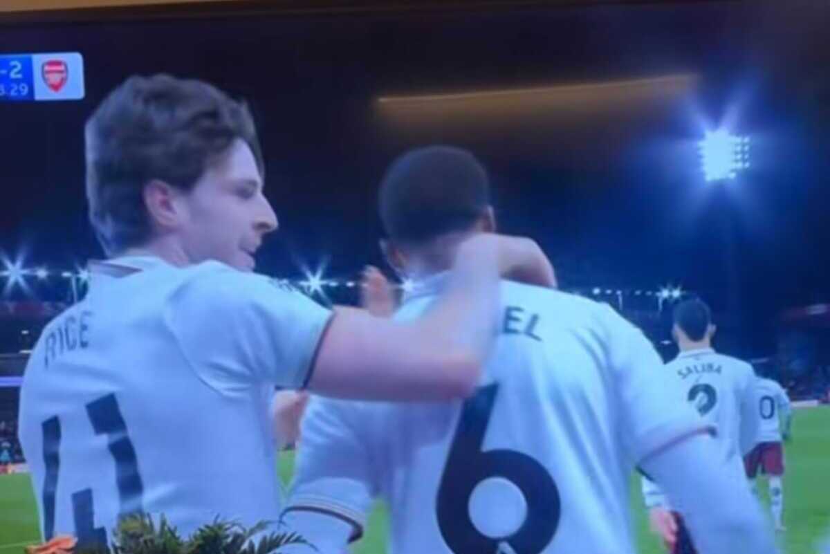 Riccardo Calafiori watches Arsenal's 3-2 victory over Bournemouth from his sofa after being left out of the matchday squad through injury (Picture: @richycala via Instagram)