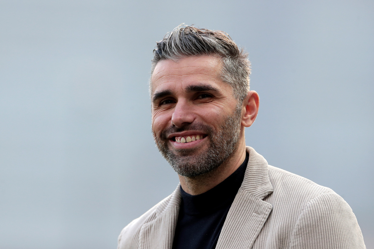 BERGAMO, ITALY - FEBRUARY 04: Former Switzerland football player, Valon Behrami, looks on prior to the Serie A TIM match between Atalanta BC and SS Lazio at Gewiss Stadium on February 04, 2024 in Bergamo, Italy. (Photo by Emilio Andreoli/Getty Images)