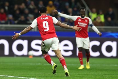 MILAN, ITALY - JANUARY 20: Gabriel Jesus of Arsenal FC celebrates after scoring the opening goal during the UEFA Champions League 2025/26 League Phase MD7 match between FC Internazionale Milano and Arsenal FC at Stadio San Siro on January 20, 2026 in Milan, Italy. (Photo by Marco Luzzani/Getty Images)