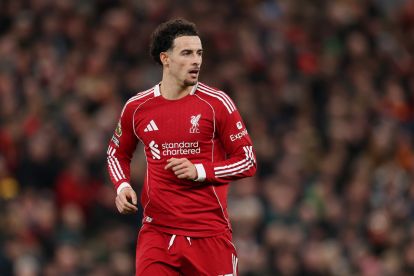 LIVERPOOL, ENGLAND - DECEMBER 13: Curtis Jones of Liverpool in action during the Premier League match between Liverpool and Brighton & Hove Albion at Anfield on December 13, 2025 in Liverpool, England. (Photo by Michael Regan/Getty Images)