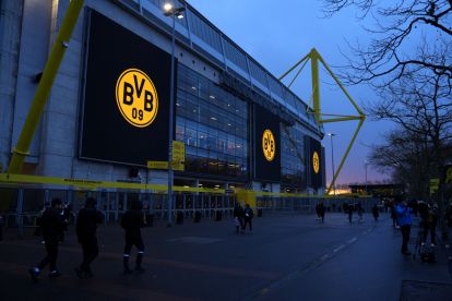 DORTMUND, GERMANY - FEBRUARY 17: General view outside the stadium prior to the UEFA Champions League 2025/26 League Knockout Play-off First Leg match between Borussia Dortmund and Atalanta BC at BVB Stadion Dortmund on February 17, 2026 in Dortmund, Germany. (Photo by Pau Barrena/Getty Images)