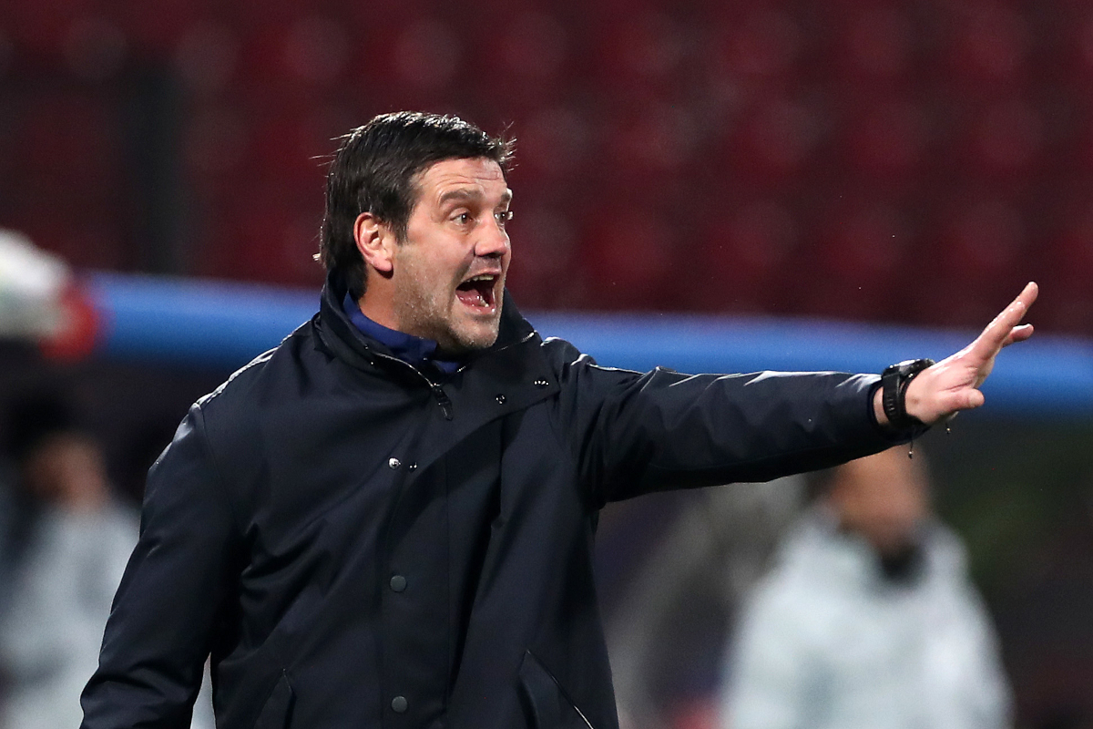 MONZA, ITALY - FEBRUARY 04: Cristian Chivu, Head Coach of FC Internazionale Milano, gestures during the Coppa Italia Quarter-Final match between FC Internazionale and Torino at U-Power Stadium on February 04, 2026 in Monza, Italy. (Photo by Marco Luzzani/Getty Images)