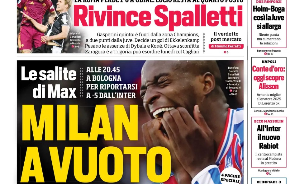 Today’s Papers – Milan’s Mateta blow, new Rabiot for Inter, Spalletti wins again