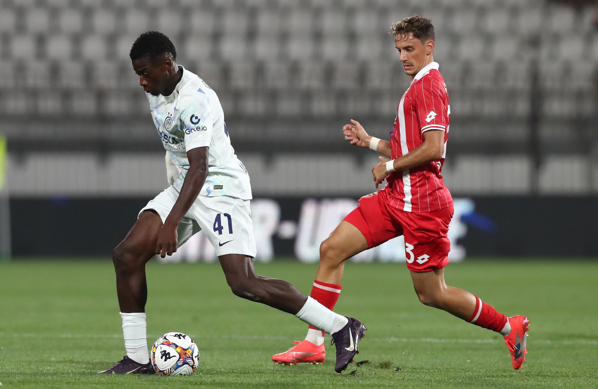 MONZA, ITALY - AUGUST 12: Issiaka Kamate of FC Internazionale in action during the Pre-season Friendly match between AC Monza and FC Internazionale at U-Power Stadium on August 12, 2025 in Monza, Italy. (Photo by Marco Luzzani/Getty Images)