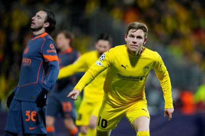 BODO, NORWAY - FEBRUARY 18: Jens Petter Hauge of Bodo/Glimt celebrates scoring his team's second goal during the UEFA Champions League 2025/26 League Knockout Play-off First Leg match between FK Bodo/Glimt and FC Internazionale Milano at Aspmyra Stadion on February 18, 2026 in Bodo, Norway. (Photo by Martin Ole Wold/Getty Images)