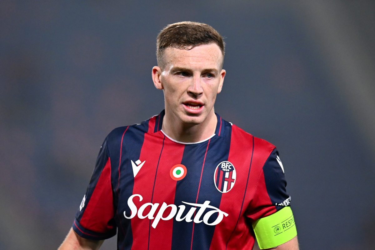 BOLOGNA, ITALY - FEBRUARY 26: Lewis Ferguson of Bologna looks on during the UEFA Europa League 2025/26 Knockout Play-off Second Leg match between Bologna FC 1909 and SK Brann at Stadio Renato Dall'Ara on February 26, 2026 in Bologna, Italy. (Photo by Alessandro Sabattini/Getty Images)