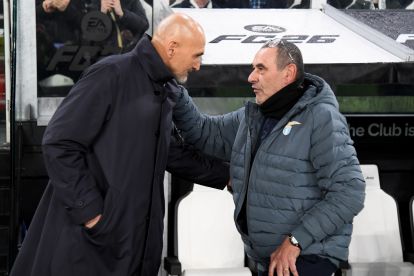 TURIN, ITALY - FEBRUARY 08: Juventus Head coach Luciano Spalletti and SS Lazio head coach Maurizio Sarri prior the Serie A match between Juventus FC and SS Lazio at the Juventus stadium on February 08, 2026 in Turin, Italy. (Photo by Marco Rosi - SS Lazio/Getty Images)
