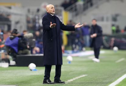 MILAN, ITALY - FEBRUARY 14: Luciano Spalletti, Head Coach of Juventus, reacts during the Serie A match between FC Internazionale and Juventus FC at Giuseppe Meazza Stadium on February 14, 2026 in Milan, Italy. (Photo by Marco Luzzani/Getty Images)