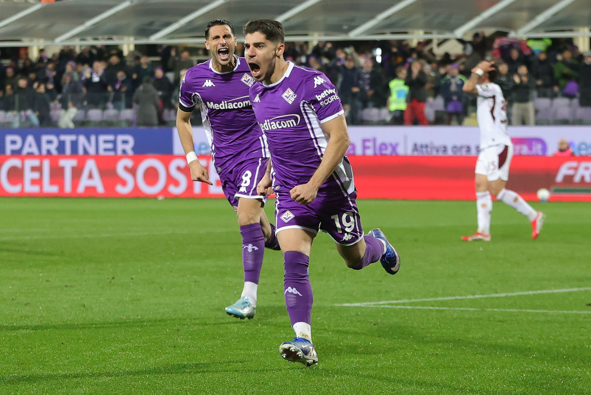 FLORENCE, ITALY - FEBRUARY 7: Manor Solomon of ACF Fiorentina celebrates after scoring a goal during the Serie A match between ACF Fiorentina and Torino FC at Artemio Franchi on February 7, 2026 in Florence, Italy. (Photo by Gabriele Maltinti/Getty Images)