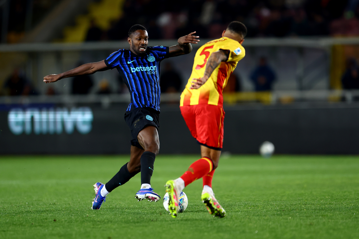 LECCE, ITALY - FEBRUARY 21: Marcus Thuram of Inter during the Serie A match between US Lecce and FC Internazionale at Stadio Via del Mare on February 21, 2026 in Lecce, Italy. (Photo by Maurizio Lagana/Getty Images)