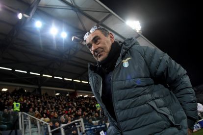 CAGLIARI, ITALY - FEBRUARY 21: Head coach Maurizio Sarri of SS Lazio looks on during the Serie A match between Cagliari Calcio and SS Lazio at Stadio Sant'Elia on February 21, 2026 in Cagliari, Italy. (Photo by Marco Rosi - SS Lazio/Getty Images)