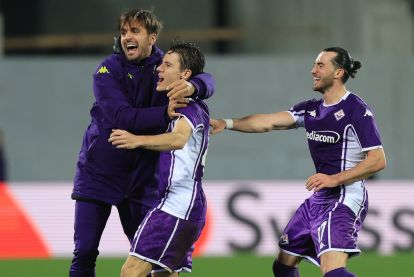 FLORENCE, ITALY - FEBRUARY 26: Nicolo' Fagioli of ACF Fiorentina celebrates after scoring a goal during the UEFA Conference League 2025/26 Knockout Play-off Second Leg match between ACF Fiorentina and Jagiellonia Bialystok at Stadio Artemio Franchi on February 26, 2026 in Florence, Italy. (Photo by Gabriele Maltinti/Getty Images)