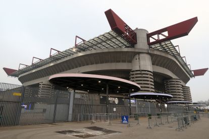 MILAN, ITALY - FEBRUARY 24: General view outside the stadium prior to the UEFA Champions League 2025/26 League Knockout Play-off Second Leg match between FC Internazionale Milano and FK Bodo/Glimt at Stadio San Siro on February 24, 2026 in Milan, Italy. (Photo by Marco Luzzani/Getty Images)