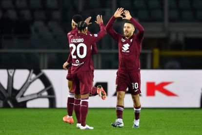 TURIN, ITALY - FEBRUARY 15: Nikola Vlasic of Torino FC celebrates a goal during the Serie A match between Torino FC and Bologna FC 1909 at Stadio Olimpico di Torino on February 15, 2026 in Turin, Italy. (Photo by Valerio Pennicino/Getty Images)