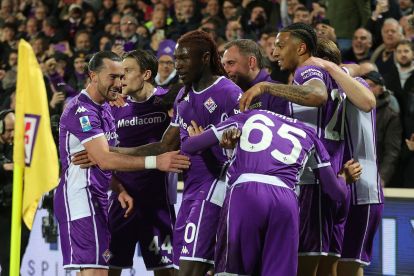 FLORENCE, ITALY - FEBRUARY 23: Moise Kean of ACF Fiorentina celebrates after scoring a goal during the Serie A match between ACF Fiorentina and Pisa SC at Artemio Franchi on February 23, 2026 in Florence, Italy. (Photo by Gabriele Maltinti/Getty Images)