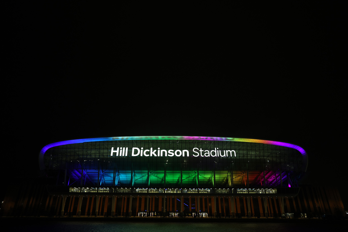 LIVERPOOL, ENGLAND - JANUARY 26: General view outside the stadium prior to the Premier League match between Everton and Leeds United at Hill Dickinson Stadium on January 26, 2026 in Liverpool, England. (Photo by Jan Kruger/Getty Images)