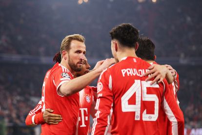 MUNICH, GERMANY - JANUARY 21: Harry Kane of Bayern Munich celebrates during the UEFA Champions League 2025/26 League Phase MD7 match between FC Bayern München and R. Union Saint-Gilloise at Football Arena Munich on January 21, 2026 in Munich, Germany. (Photo by Adam Pretty/Getty Images)