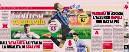 Gattuso scouts Italy playes on February 22. Gazzetta dello Sport newspaper, Feb 21, 2026. pages 26-27.