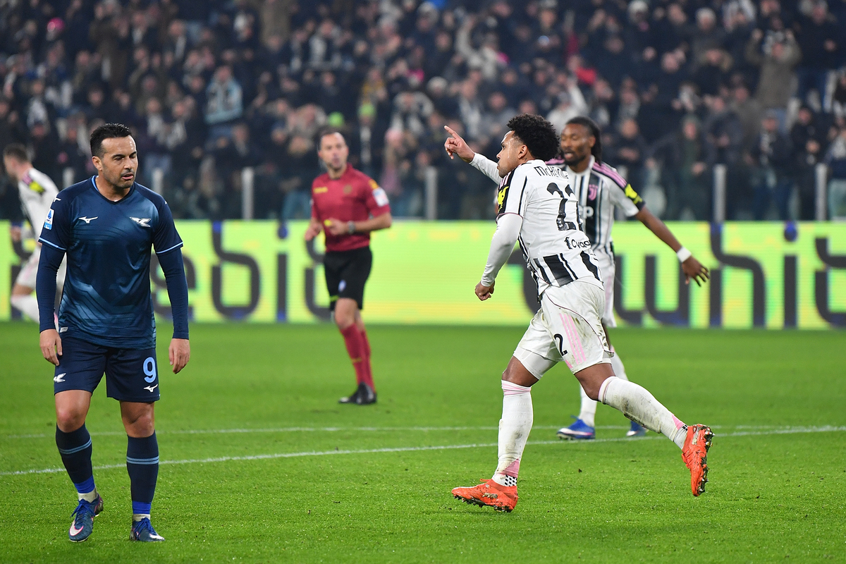 TURIN, ITALY - FEBRUARY 08: Weston McKennie of Juventus FC celebrates a goal during the Serie A match between Juventus FC and SS Lazio at Allianz Stadium on February 8, 2026 in Turin, Italy. (Photo by Valerio Pennicino/Getty Images)