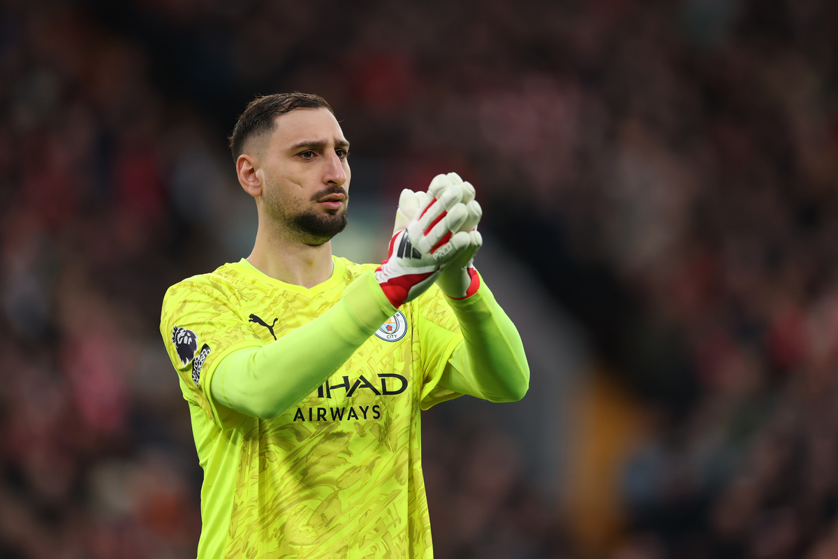 LIVERPOOL, ENGLAND - FEBRUARY 08: Gianluigi Donnarumma of Liverpool during the Premier League match between Liverpool and Manchester City at Anfield on February 08, 2026 in Liverpool, England. (Photo by Michael Regan/Getty Images)
