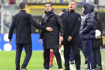 MILAN, ITALY - MARCH 14: Cristian Chivu, Head Coach of Inter, reacts during the Serie A match between FC Internazionale and Atalanta BC at Giuseppe Meazza Stadium on March 14, 2026 in Milan, Italy. (Photo by Marco Luzzani/Getty Images)