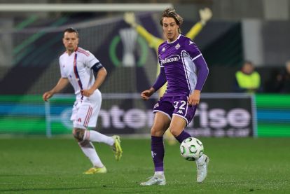 FLORENCE, ITALY - MARCH 12: Jacopo Fazzini of ACF Fiorentina in action during the UEFA Conference League 2025/26 round of 16 first leg match between ACF Fiorentina and Rakow Czestochowa at Stadio Artemio Franchi on March 12, 2026 in Florence, Italy. (Photo by Gabriele Maltinti/Getty Images)