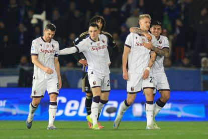 PISA, ITALY - MARCH 2: Jens Odgaard of Bologna FC 1909 celebrates after scoring a goal during the Serie A match between Pisa SC and Bologna FC 1909 at Arena Garibaldi on March 2, 2026 in Pisa, Italy. (Photo by Gabriele Maltinti/Getty Images)