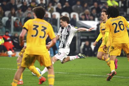 TURIN, ITALY - MARCH 07: Kenan Yildiz of Juventus scores his team's third goal during the Serie A match between Juventus FC and Pisa SC at Juventus Stadium on March 07, 2026 in Turin, Italy. (Photo by Giuseppe Cottini/Getty Images)
