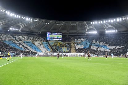 ROME, ITALY - MARCH 15: SS Lazio fans prior to the Serie A match between SS Lazio and AC Milan at Stadio Olimpico on March 15, 2026 in Rome, Italy. (Photo by Marco Rosi - SS Lazio/Getty Images)