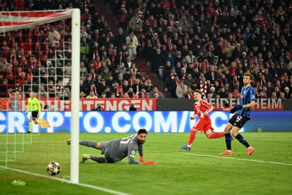 MUNICH, GERMANY - MARCH 18: Lennart Karl of FC Bayern Munich scores his team's third goal during the UEFA Champions League 2025/26 Round of 16 Second Leg match between FC Bayern München and Atalanta BC at Football Arena Munich on March 18, 2026 in Munich, Germany. (Photo by Stuart Franklin/Getty Images)