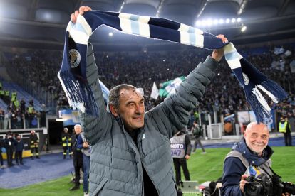 ROME, ITALY - MARCH 15: Maurizio Sarri head coach SS Lazio celebrates a victory after the Serie A match between SS Lazio and AC Milan at Stadio Olimpico on March 15, 2026 in Rome, Italy. (Photo by Marco Rosi - SS Lazio/Getty Images)