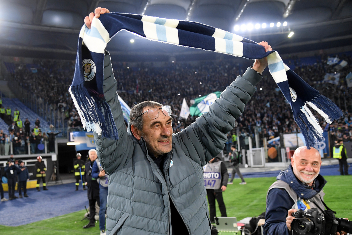 ROME, ITALY - MARCH 15: Maurizio Sarri head coach SS Lazio celebrates a victory after the Serie A match between SS Lazio and AC Milan at Stadio Olimpico on March 15, 2026 in Rome, Italy. (Photo by Marco Rosi - SS Lazio/Getty Images)