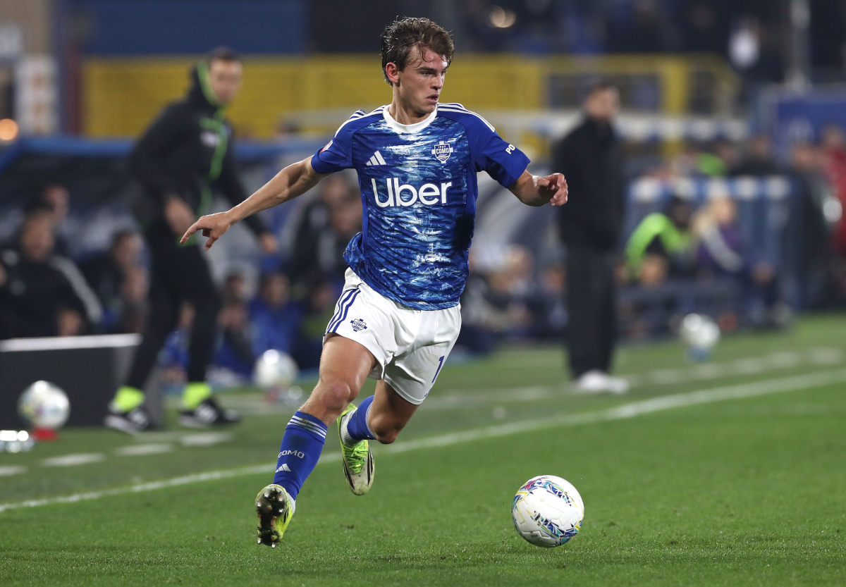 COMO, ITALY - MARCH 03: Nico Paz of Como 1907 in action during the Coppa Italia match between Como 1907 and FC Internazionale at Giuseppe Sinigaglia Stadium on March 03, 2026 in Como, Italy. (Photo by Marco Luzzani/Getty Images)