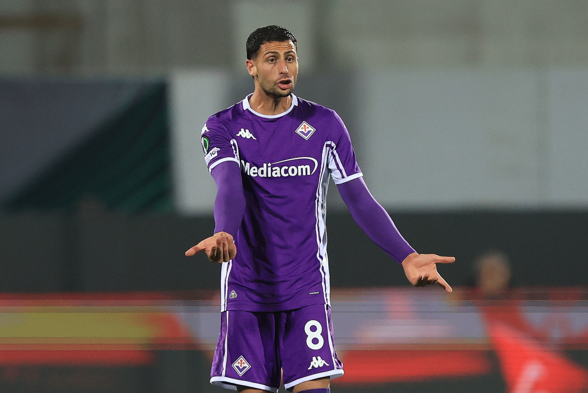 FLORENCE, ITALY - MARCH 12: Rolando Mandragora of ACF Fiorentina reacts during the UEFA Conference League 2025/26 round of 16 first leg match between ACF Fiorentina and Rakow Czestochowa at Stadio Artemio Franchi on March 12, 2026 in Florence, Italy. (Photo by Gabriele Maltinti/Getty Images)