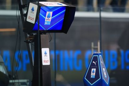 PISA, ITALY - MARCH 2: General view of the VAR monitor inside the Arena Garibaldi stadium in Pisa during the Serie A match between Pisa SC and Bologna FC 1909 at Arena Garibaldi on March 2, 2026 in Pisa, Italy. (Photo by Gabriele Maltinti/Getty Images)