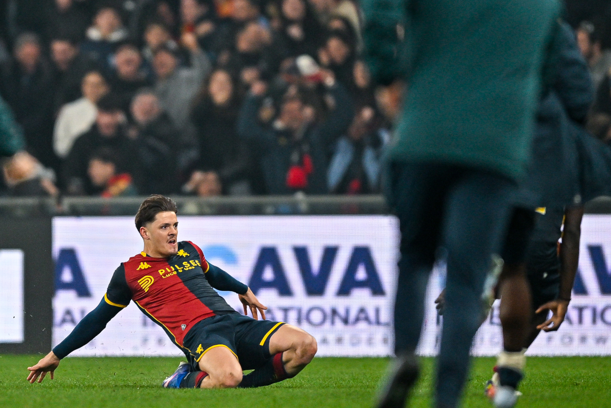 GENOA, ITALY - MARCH 8: Vitor Vitinha of Genoa celebrates after scoring a goal during the Serie A match between Genoa CFC and AS Roma at Luigi Ferraris Stadium on March 8, 2026 in Genoa, Italy. (Photo by Getty Images)