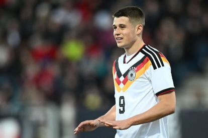 BRAUNSCHWEIG, GERMANY - MARCH 27: Nicolo Tresoldi of Germany in action during the UEFA Under21 EURO Qualifier between Germany U21 and Northern Ireland U21 at Eintracht Stadion on March 27, 2026 in Braunschweig, Germany. (Photo by Stuart Franklin/Getty Images)