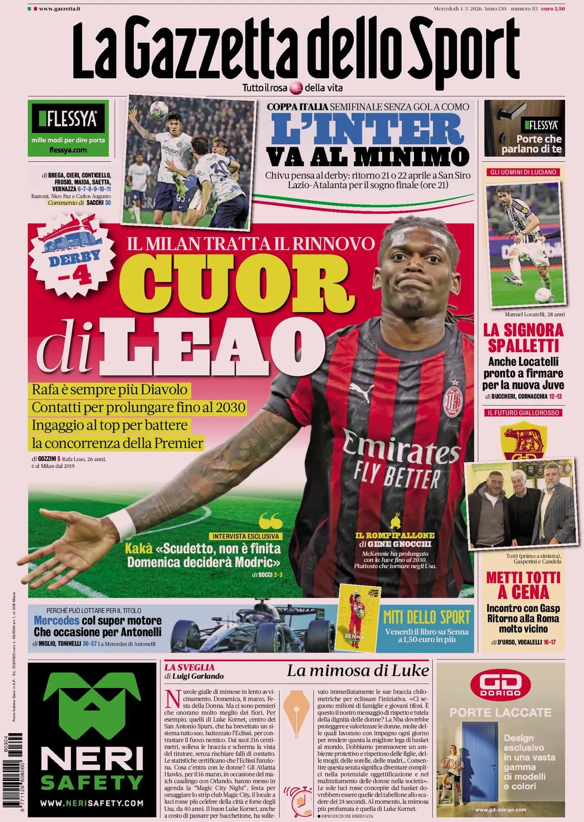 Gazzetta Dello Sport Originale Du 31 Août 1959 – Universiade Turin – Milan Real Madrid
