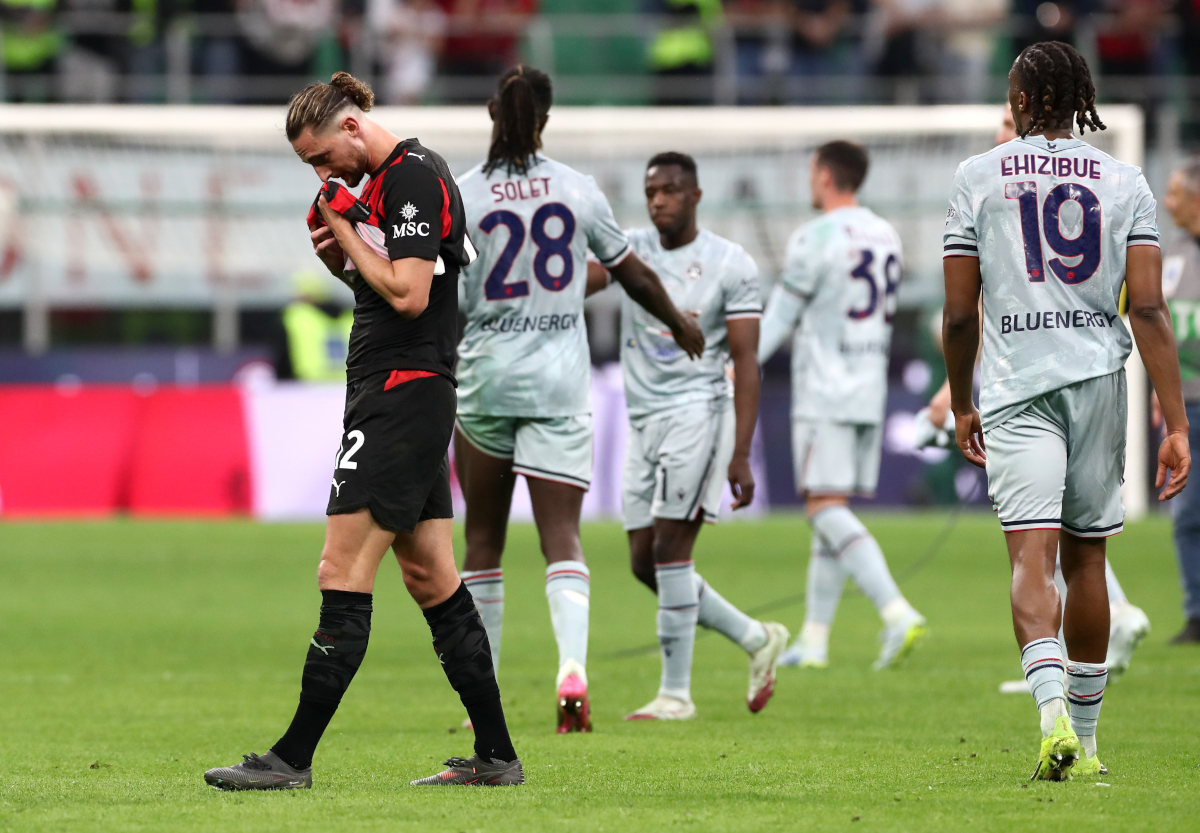 MILAN, ITALY - APRIL 11: Adrien Rabiot of AC Milan reacts at full time during the Serie A match between AC Milan and Udinese Calcio at Giuseppe Meazza Stadium on April 11, 2026 in Milan, Italy. (Photo by Marco Luzzani/Getty Images)