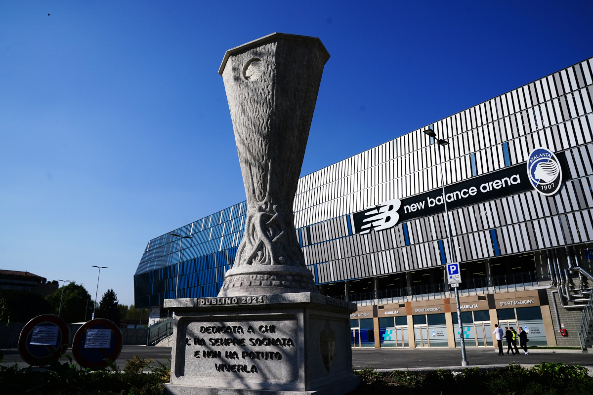 BERGAMO, ITALY - APRIL 11: General view outside the stadium prior to the Serie A match between Atalanta BC and Hellas Verona FC at Gewiss Stadium on April 11, 2026 in Bergamo, Italy. (Photo by Pier Marco Tacca/Getty Images)