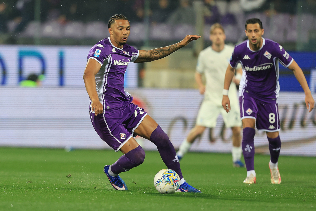 FLORENCE, ITALY - APRIL 13: Cher Ndour of ACF Fiorentina in action during the Serie A match between ACF Fiorentina and SS Lazio at Artemio Franchi on April 13, 2026 in Florence, Italy. (Photo by Gabriele Maltinti/Getty Images)