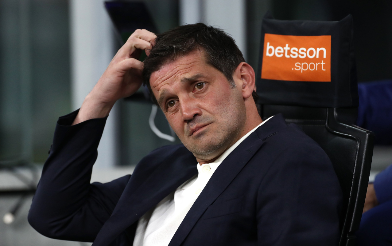 MILAN, ITALY - APRIL 21: FC Internazionale coach Cristian Chivu looks on during the Coppa Italia match between FC Internazionale and Como 1907 at San Siro on April 21, 2026 in Milan, Italy. (Photo by Marco Luzzani/Getty Images)
