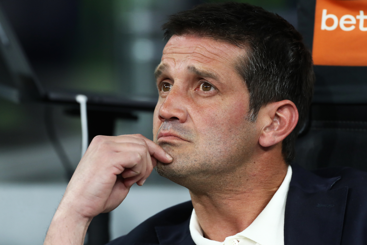 MILAN, ITALY - APRIL 17: Cristian Chivu, Head Coach of FC Internazionale Milano, looks on prior to the Serie A match between FC Internazionale and Cagliari Calcio at Giuseppe Meazza Stadium on April 17, 2026 in Milan, Italy. (Photo by Marco Luzzani/Getty Images)