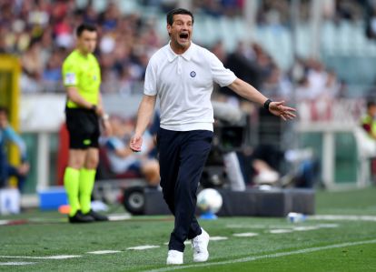 TURIN, ITALY - APRIL 26: Cristian Chivu, Head Coach of FC Internazionale Milano, gives the team instructions during the Serie A match between Torino FC and FC Internazionale at Stadio Olimpico di Torino on April 26, 2026 in Turin, Italy. (Photo by Valerio Pennicino/Getty Images)