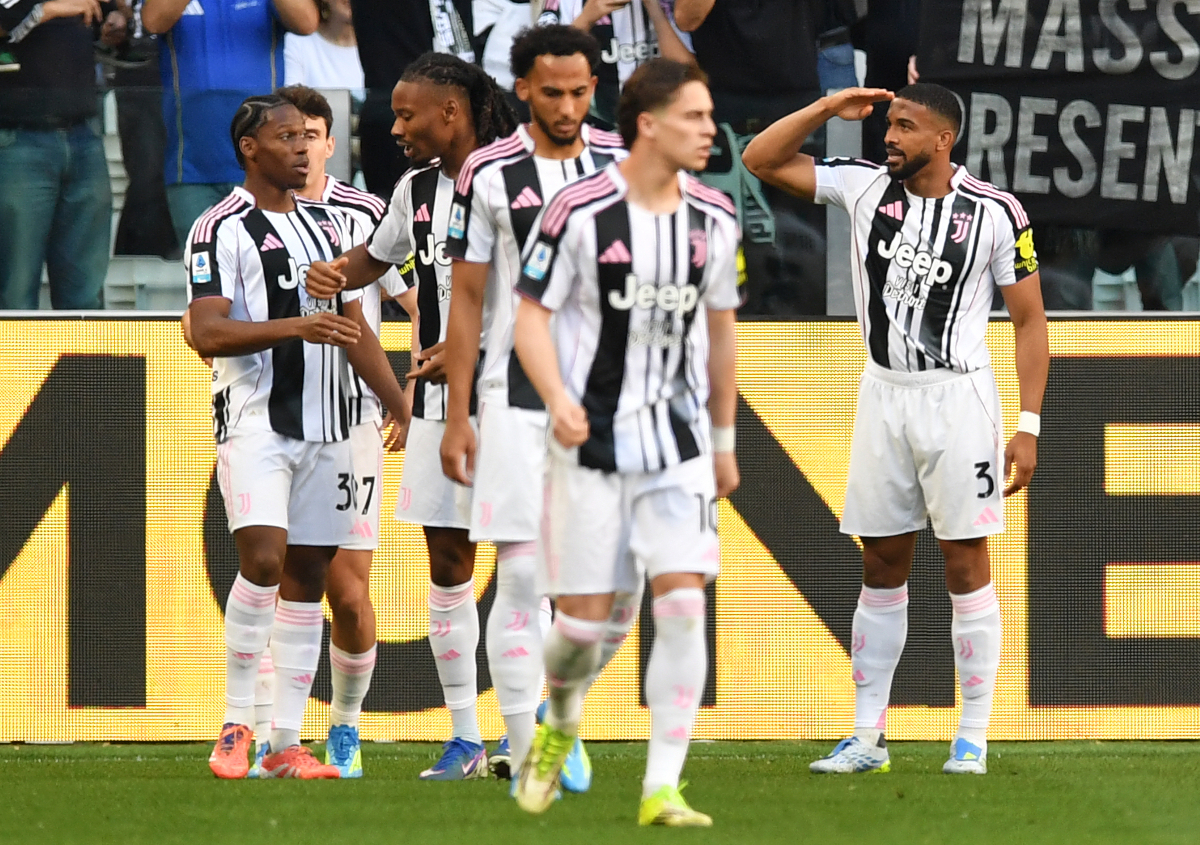 TURIN, ITALY - APRIL 06: Bremer of Juventus celebrates scoring his team's first goal during the Serie A match between Juventus FC and Genoa CFC at Allianz Stadium on April 06, 2026 in Turin, Italy. (Photo by Valerio Pennicino/Getty Images)