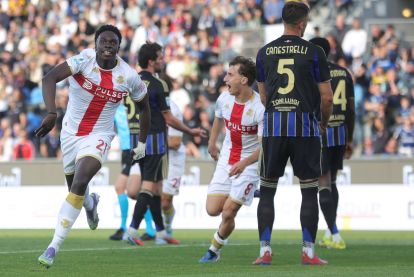 PISA, ITALY - APRIL 19: Jeff Ekhator of Genoa CFC celebrates after scoring a goal during the Serie A match between Pisa SC and Genoa CFC at Arena Garibaldi on April 19, 2026 in Pisa, Italy. (Photo by Gabriele Maltinti/Getty Images)