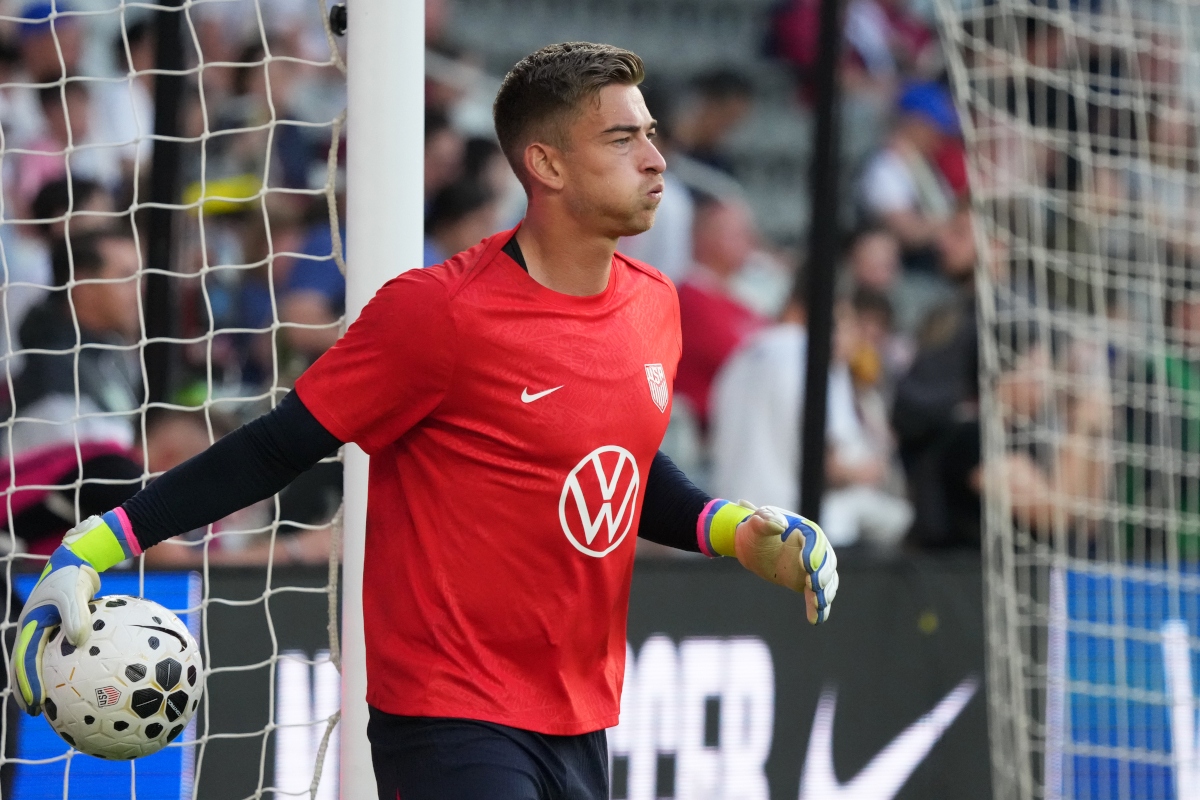 COLUMBUS, OHIO - SEPTEMBER 09: Jonathan Klinsmann of the United States looks on during an international friendly game between Japan and USMNT at Lower.com Field on September 09, 2025 in Columbus, Ohio. (Photo by Koji Watanabe/Getty Images)