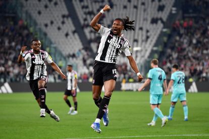 TURIN, ITALY - APRIL 19: Khephren Thuram of Juventus celebrates scoring his team's second goal during the Serie A match between Juventus FC and Bologna FC 1909 at Allianz Stadium on April 19, 2026 in Turin, Italy. (Photo by Valerio Pennicino/Getty Images)