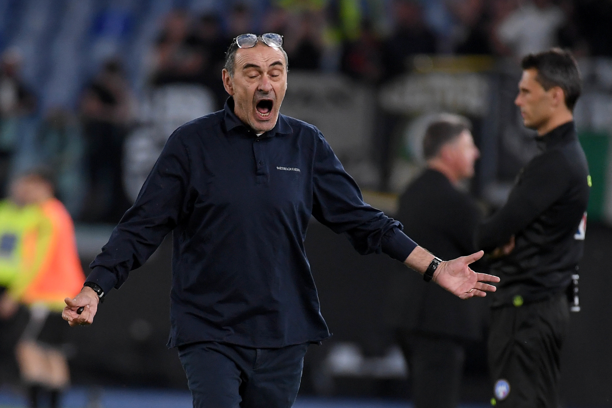 ROME, ITALY - APRIL 27: SS Lazio head coach Maurizio Sarri during the Serie A match between SS Lazio and Udinese Calcio at Stadio Olimpico on April 27, 2026 in Rome, Italy. (Photo by Marco Rosi - SS Lazio/Getty Images)